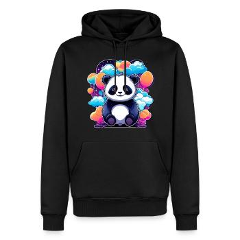 Dessin de panda - Sweat à capuche Premium bio Homme - noir - Devant - Nico (187cm)