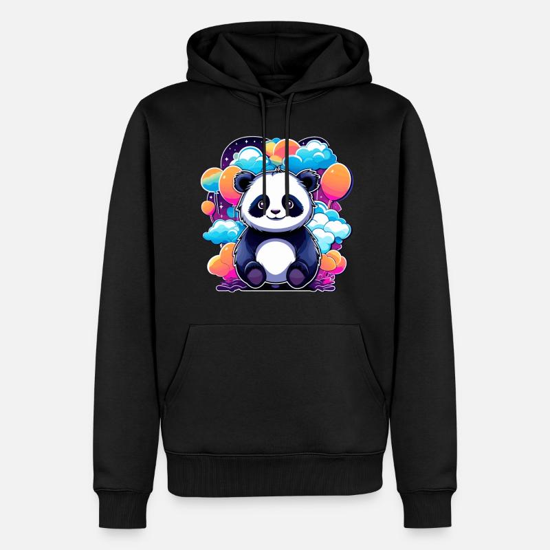 Panda Zeichnung - Männer Premium Bio Hoodie - Schwarz