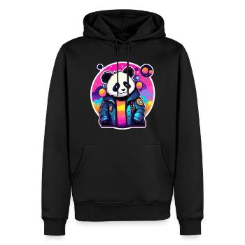 Dessin de panda - Sweat à capuche Premium bio Homme - noir - Devant - Nico (187cm)