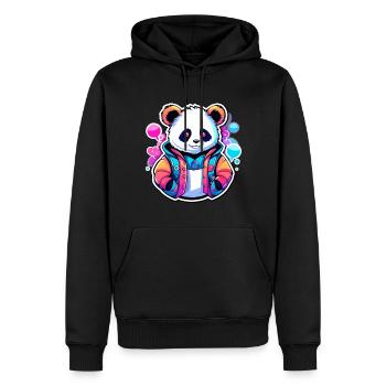 Dessin de panda - Sweat à capuche Premium bio Homme - noir - Devant - Nico (187cm)