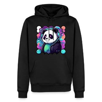 Dessin de panda - Sweat à capuche Premium bio Homme - noir - Devant - Nico (187cm)