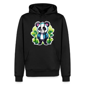 Dessin de panda - Sweat à capuche Premium bio Homme - noir - Devant - Nico (187cm)