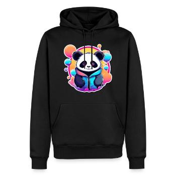 Dessin de panda - Sweat à capuche Premium bio Homme - noir - Devant - Nico (187cm)