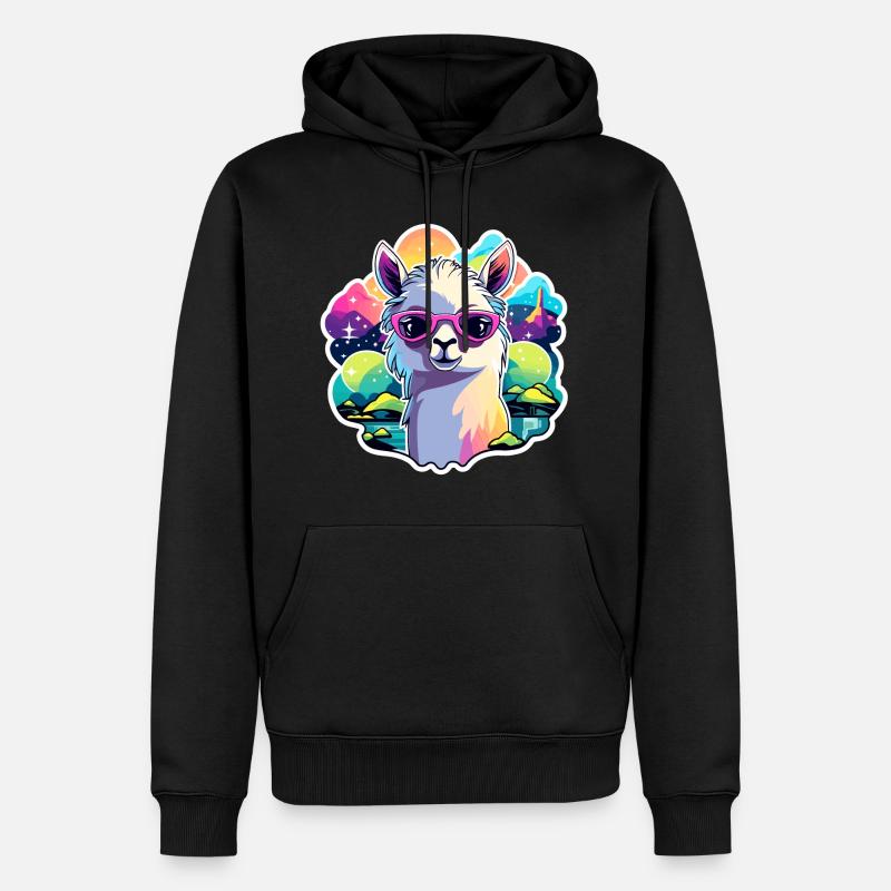 Illustration de lama alpaga - Sweat à capuche Premium bio Homme - noir