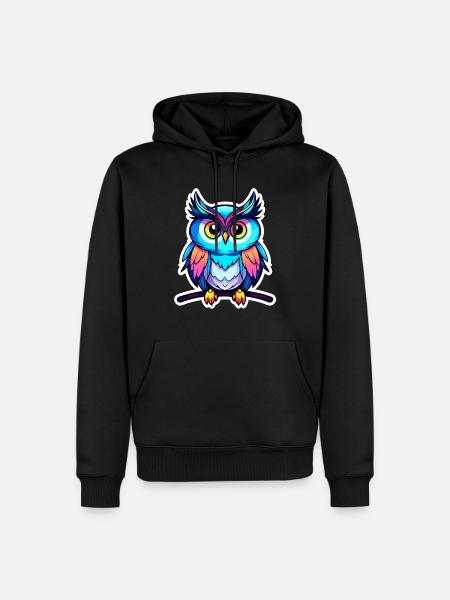 Eule Illustration - Männer Premium Bio Hoodie - Schwarz