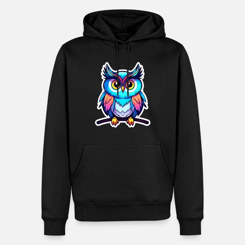 Eule Illustration - Männer Premium Bio Hoodie - Schwarz