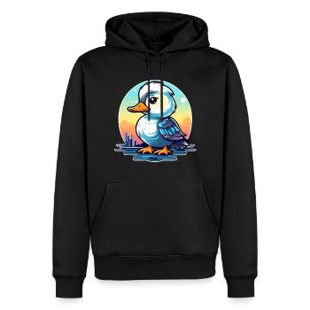 Duck Illustration - Men’s Premium Organic Hoodie - black - Front - Nico (187cm)