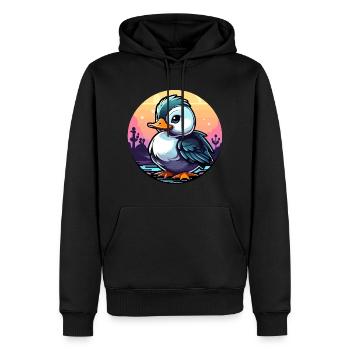 Duck Illustration - Men’s Premium Organic Hoodie - black - Front - Nico (187cm)
