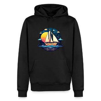 Segelboot Illustration - Männer Premium Bio Hoodie - Schwarz - Vorne - Nico (187cm)