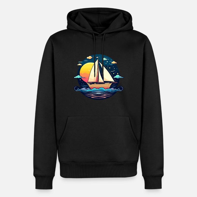 Segelboot Illustration - Männer Premium Bio Hoodie - Schwarz