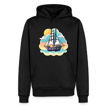 Segelboot Illustration - Männer Premium Bio Hoodie - Schwarz - Vorne - Nico (187cm)