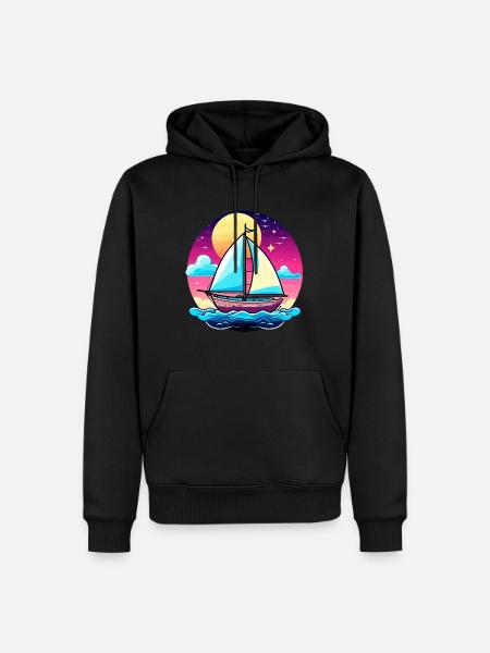 Sailboat Illustration - Men’s Premium Organic Hoodie - black