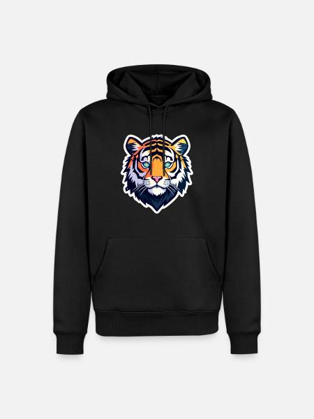 Tiger Illustration - Männer Premium Bio Hoodie - Schwarz
