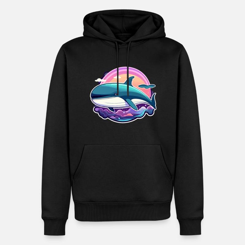Illustration de baleine - Sweat à capuche Premium bio Homme - noir