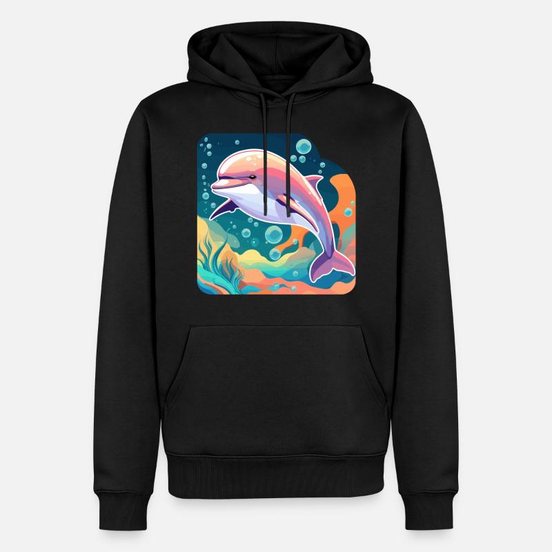 Illustration de dauphin - Sweat à capuche Premium bio Homme - noir