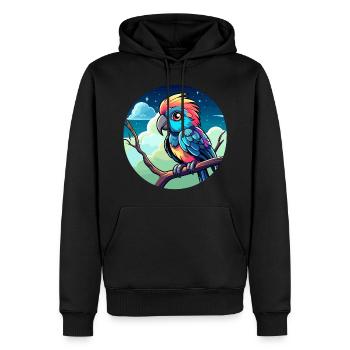 Papagei Vogel Illustration - Männer Premium Bio Hoodie - Schwarz - Vorne - Nico (187cm)