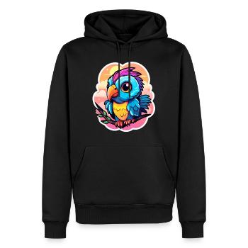 Papagei Vogel Illustration - Männer Premium Bio Hoodie - Schwarz - Vorne - Nico (187cm)