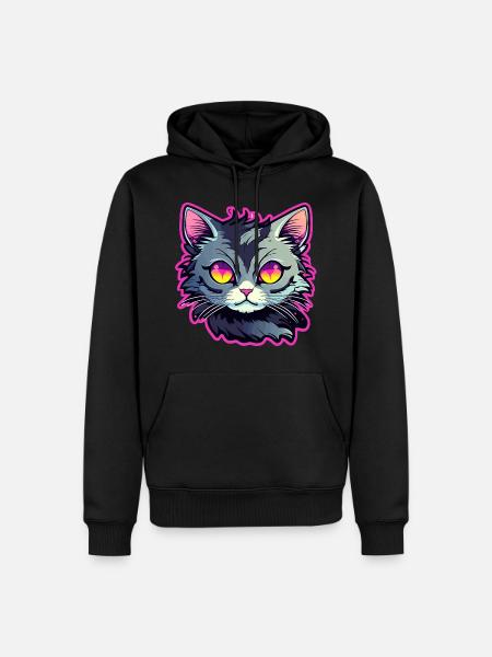 Cute Cat Illustration - Men’s Premium Organic Hoodie - black