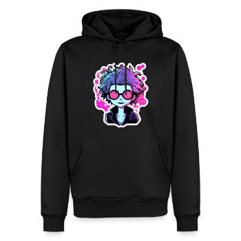 Illustration de zombie mignon - Sweat à capuche Premium bio Homme - noir - Devant - Nico (187cm)