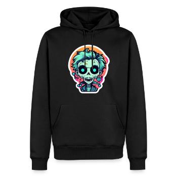Illustration de zombie mignon - Sweat à capuche Premium bio Homme - noir - Devant - Nico (187cm)