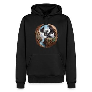 Drache - Männer Premium Bio Hoodie - Schwarz - Vorne - Nico (187cm)