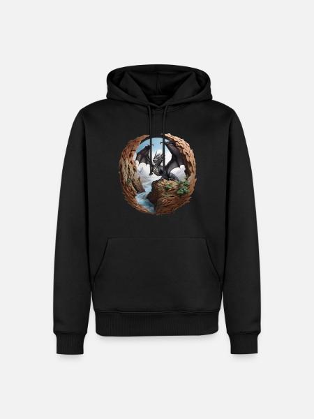 Drache - Männer Premium Bio Hoodie - Schwarz