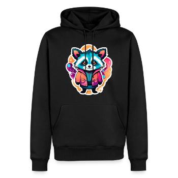 Raccoon Illustration - Men’s Premium Organic Hoodie - black - Front - Nico (187cm)