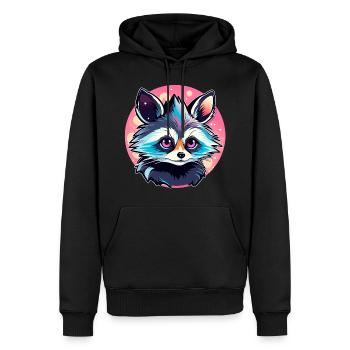 Raccoon Illustration - Men’s Premium Organic Hoodie - black - Front - Nico (187cm)