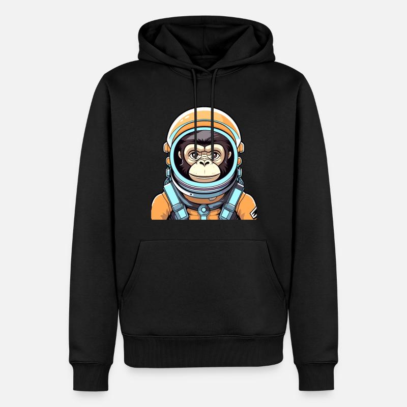 Affe Astronaut Illustration - Männer Premium Bio Hoodie - Schwarz