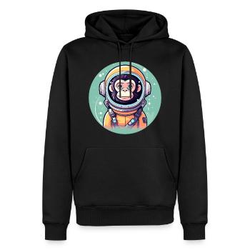 Affe Astronaut Illustration - Männer Premium Bio Hoodie - Schwarz - Vorne - Nico (187cm)