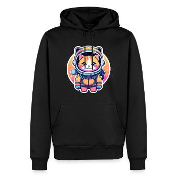 Katze Astronaut Illustration - Männer Premium Bio Hoodie - Schwarz - Vorne - Nico (187cm)