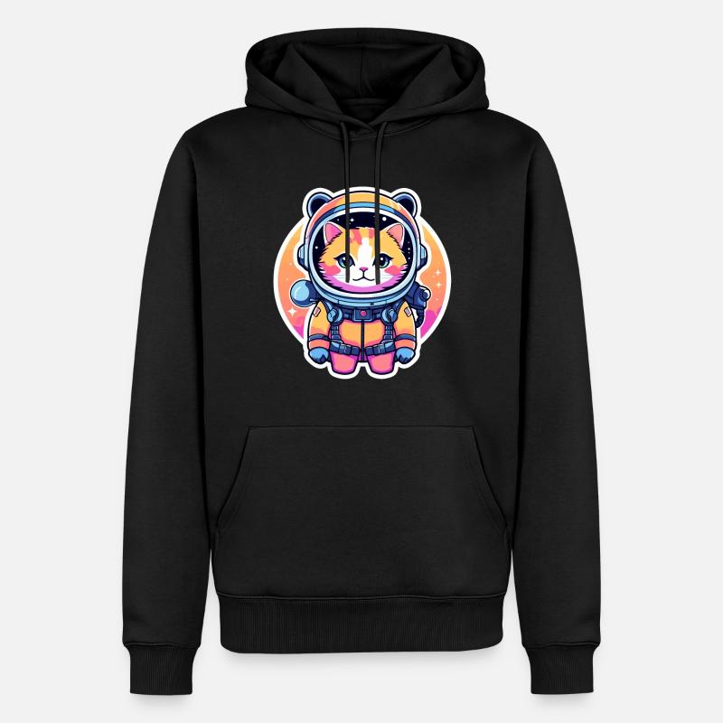 Illustration d’astronaute chat - Sweat à capuche Premium bio Homme - noir