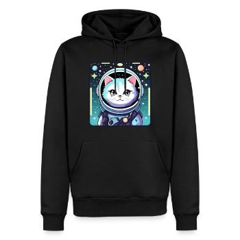 Katze Astronaut Illustration - Männer Premium Bio Hoodie - Schwarz - Vorne - Nico (187cm)