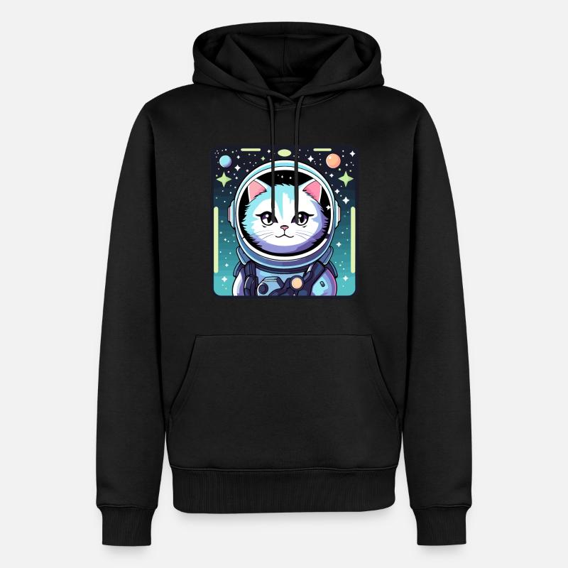Illustration de chat astronaute - Sweat à capuche Premium bio Homme - noir