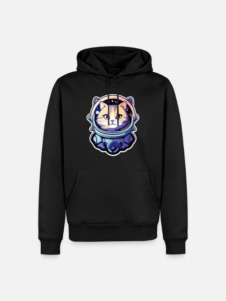 Cat Astronaut Illustration - Men’s Premium Organic Hoodie - black