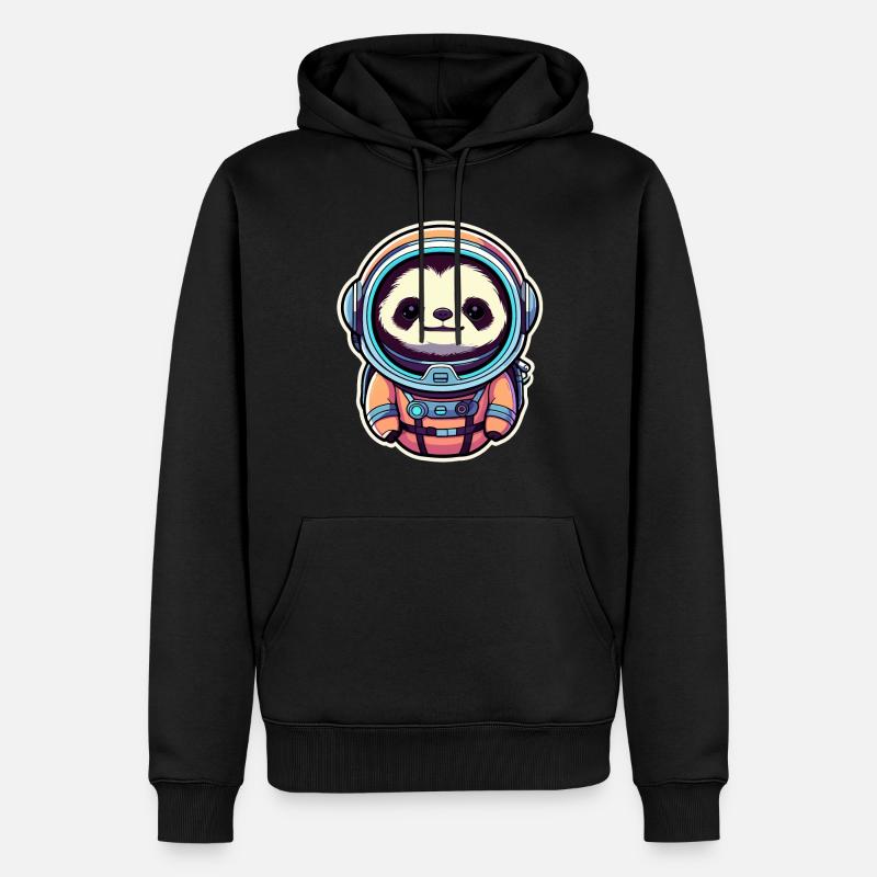 Faultier Astronaut Illustration - Männer Premium Bio Hoodie - Schwarz