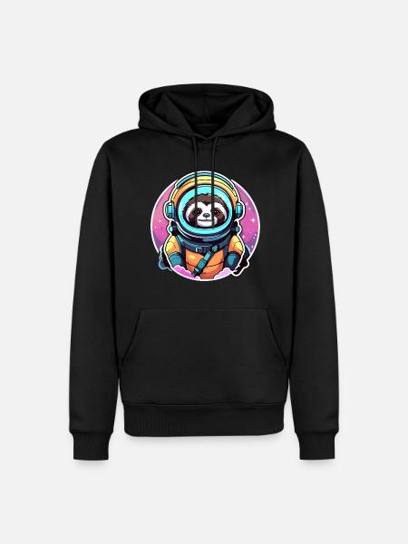 Sloth Astronaut Illustration - Men’s Premium Organic Hoodie - black