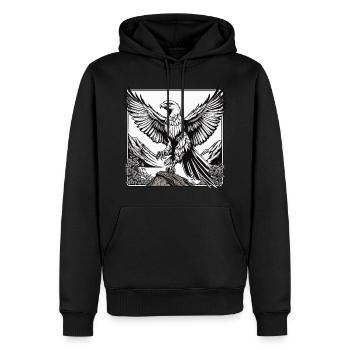 Illustration de l’aigle - Sweat à capuche Premium bio Homme - noir - Devant - Nico (187cm)