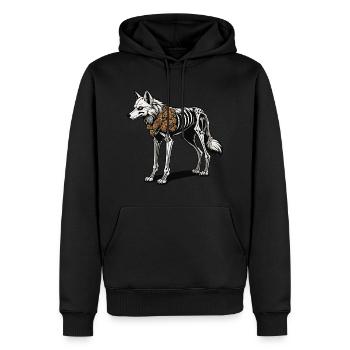 Illustration de squelette de loup - Sweat à capuche Premium bio Homme - noir - Devant - Nico (187cm)