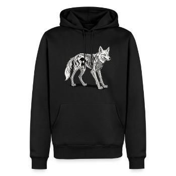Illustration de squelette de loup - Sweat à capuche Premium bio Homme - noir - Devant - Nico (187cm)