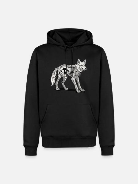 Wolf Skeleton Illustration - Men’s Premium Organic Hoodie - black