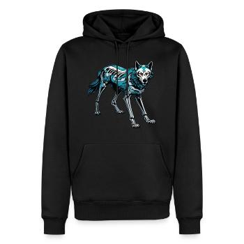 Illustration de squelette de loup - Sweat à capuche Premium bio Homme - noir - Devant - Nico (187cm)