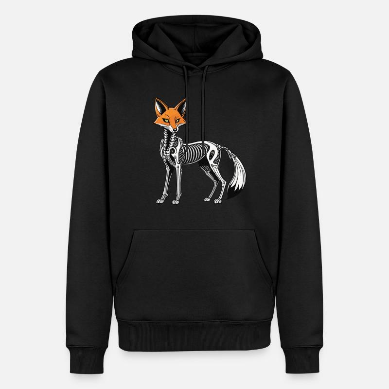 Fuchs Skelett Illustration - Männer Premium Bio Hoodie - Schwarz