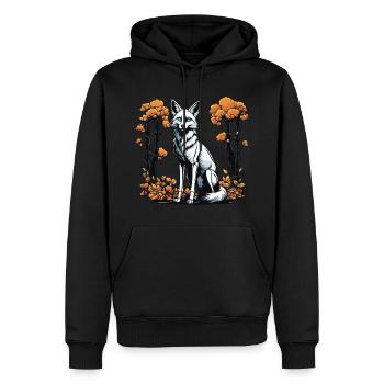 Illustration de squelette de renard - Sweat à capuche Premium bio Homme - noir - Devant - Nico (187cm)