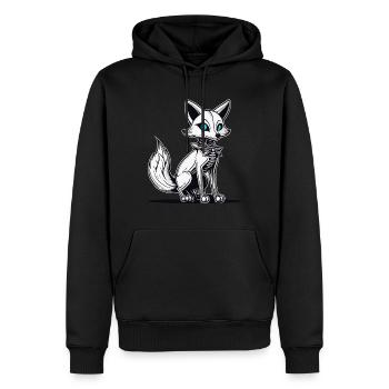 Illustration de squelette de renard - Sweat à capuche Premium bio Homme - noir - Devant - Nico (187cm)