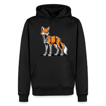 Illustration de squelette de renard - Sweat à capuche Premium bio Homme - noir - Devant - Nico (187cm)