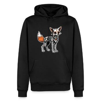 Illustration de squelette de renard - Sweat à capuche Premium bio Homme - noir - Devant - Nico (187cm)