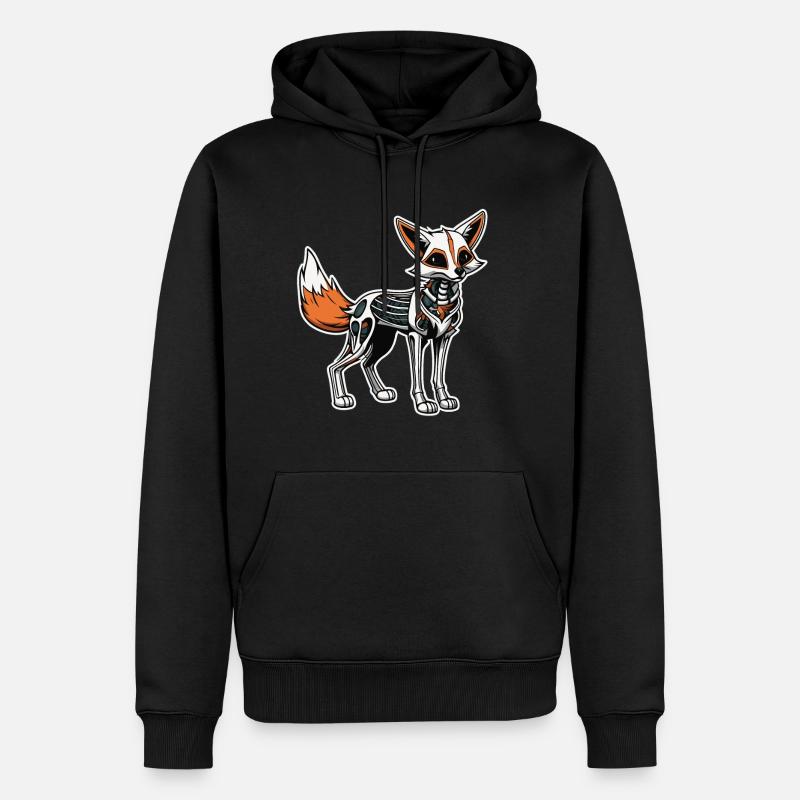 Fuchs Skelett Illustration - Männer Premium Bio Hoodie - Schwarz