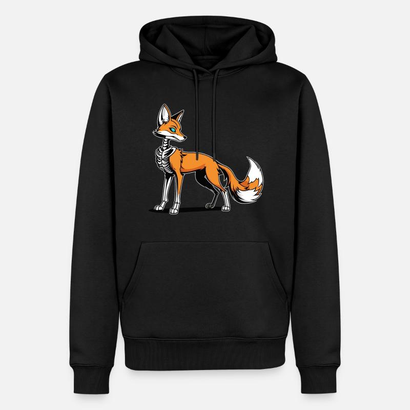 Fuchs Skelett Illustration - Männer Premium Bio Hoodie - Schwarz