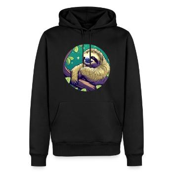 Sleeping Sloth Illustration - Men’s Premium Organic Hoodie - black - Front - Nico (187cm)